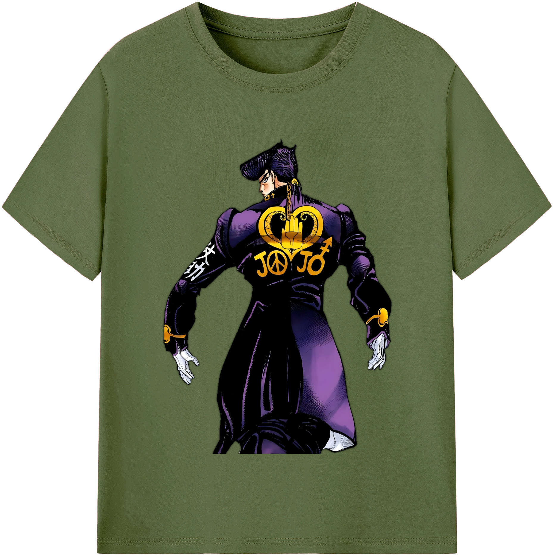 （画像用） ジョジョの奇妙な冒険 ひがしかた じょうすけ JoJo's Bizarre Adventure Higashikata Josuke 綿100％半袖Tシャツ（フロントプリント）